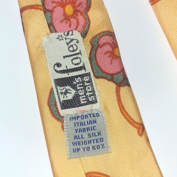 Peter Max Silk Tie Signed Pop Art Vintage Peach Pink Green Floral Pastel Print - Picture 2 of 11